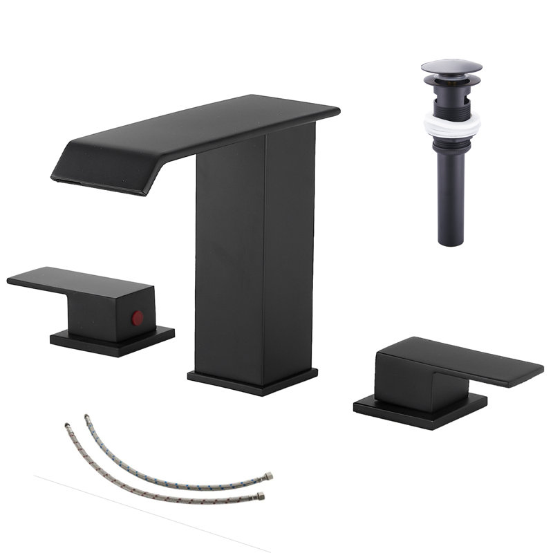 UFINE Widespread Faucet 2handle Bathroom Faucet with Drain Assembly